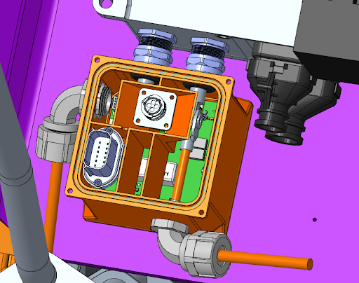 Future recommendation CAD showing junction box integrated into the accumulator