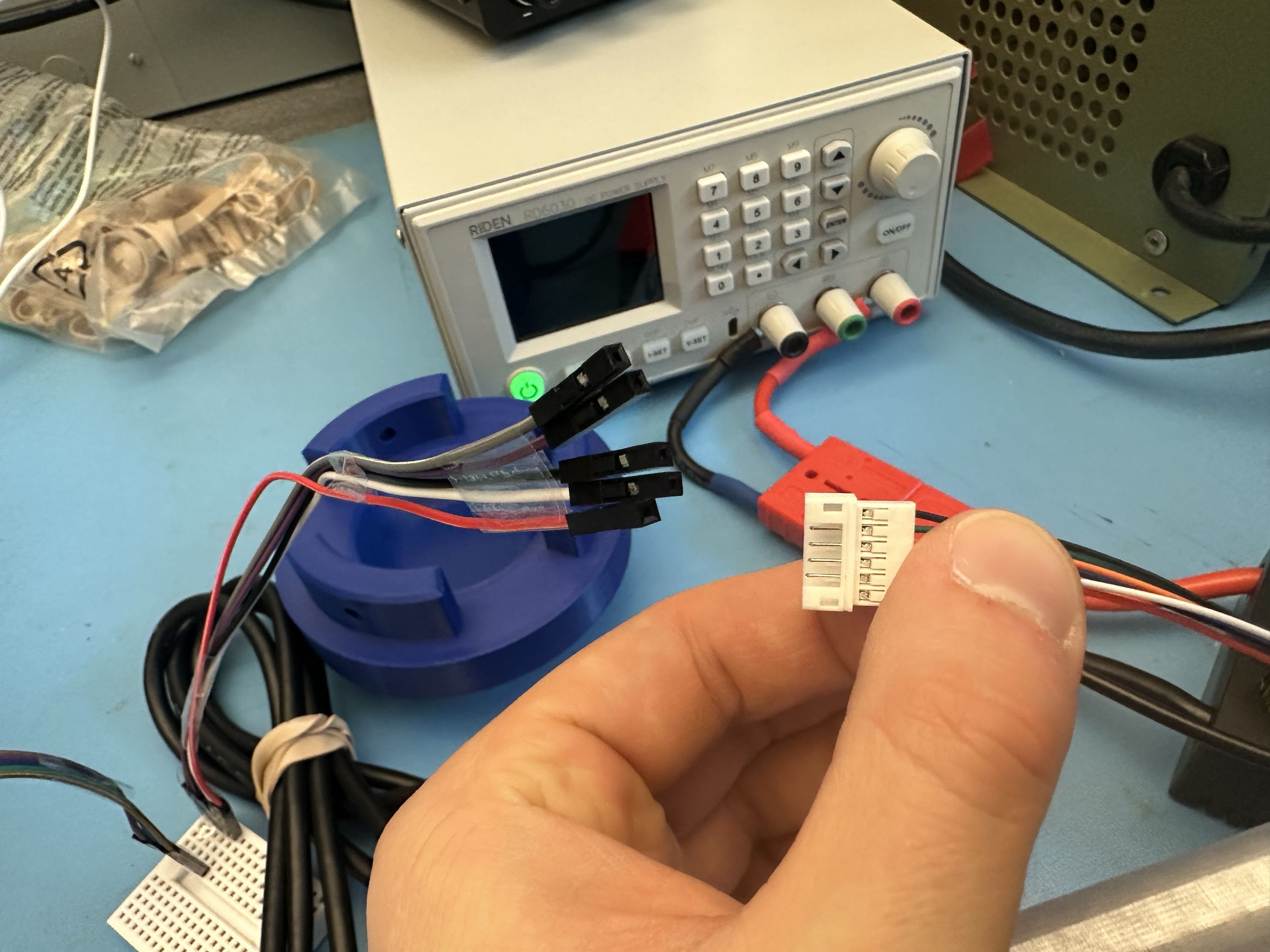 Hand-crimped JST-PH harness from AMT-102 encoder to VESC sensor header